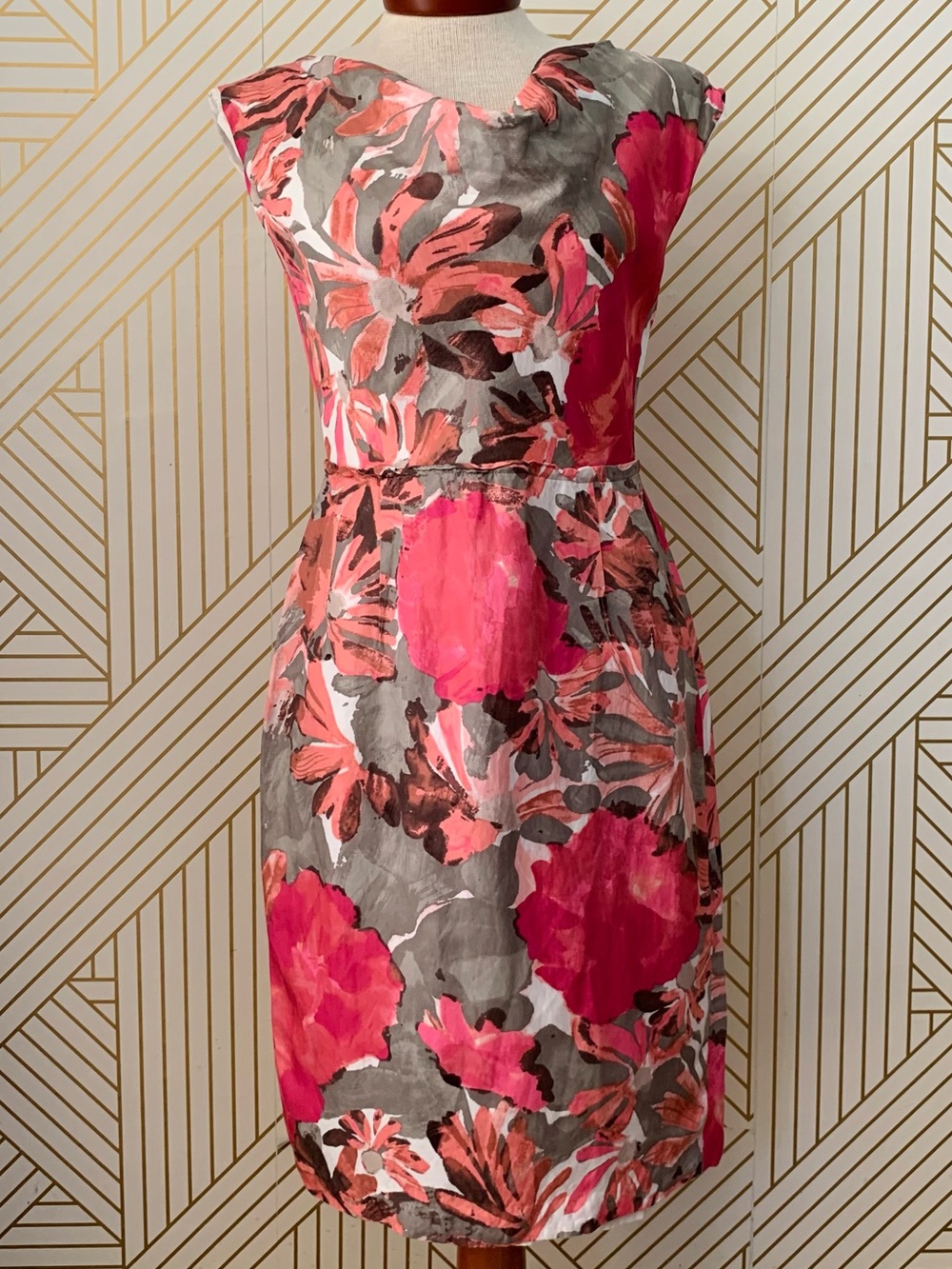 Banana Republic 6 Tall Floral Linen Blend Dress MAD MEN Collection shift pencil